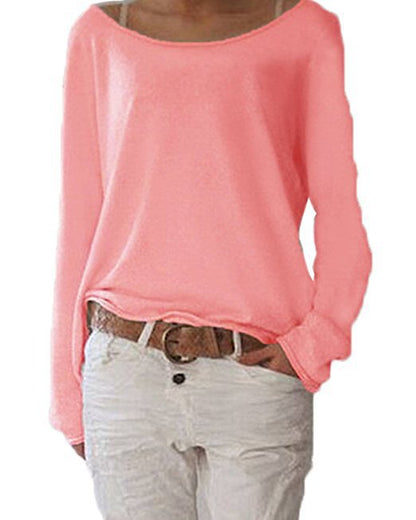 Damen lässiges Langarmshirt mit weitem Halsausschnitt und geschmeidiger Textur Stalluxe