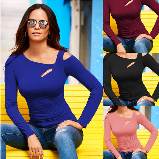 Damen Oberteil mit asymmetrischem Ausschnitt und elegantem Cut-Out-Design Stalluxe
