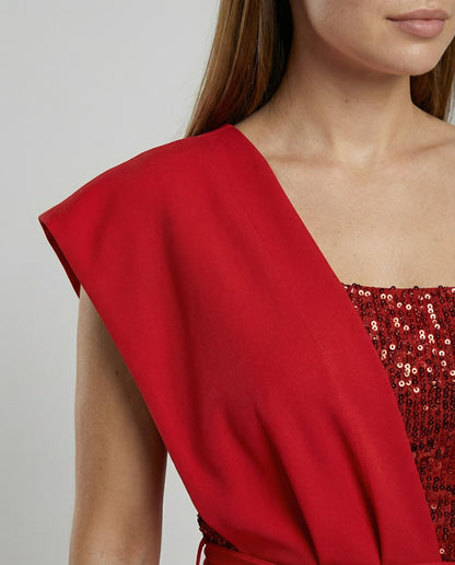 Stalluxe | Patchwork Pailletten Jumpsuit Damen