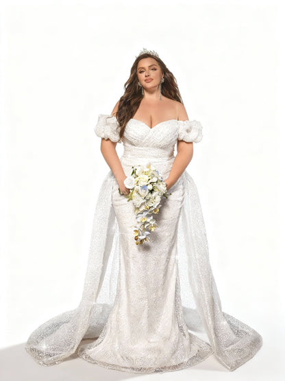 Stalluxe | Weißes Rückenfreies One-Shoulder Brautkleid in Maxilänge