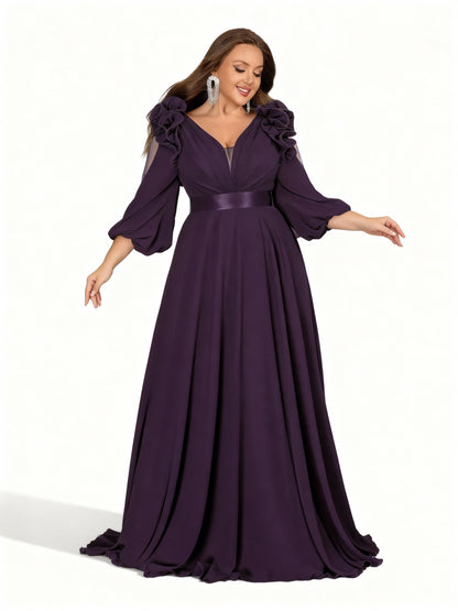 Stalluxe | Elegantes Chiffon-Maxikleid in Großen Größen