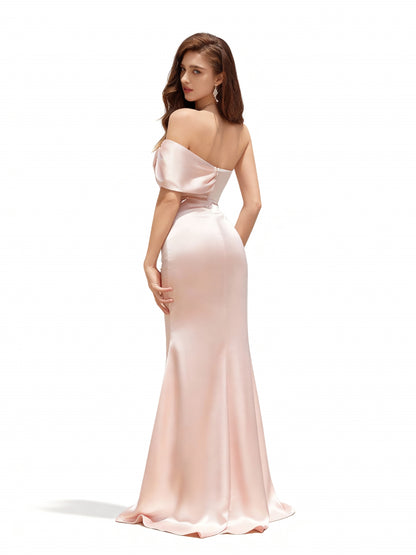 Stalluxe | Göttliches rosa Brautjungfernkleid mit Schleife und Meerjungfrauen-Saum