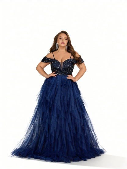 Stalluxe | Modisches Abendkleid in Marineblau mit Strassverzierung für festliche Anlässe