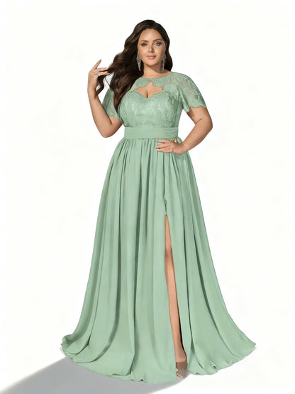 Stalluxe | Elegantes Spitzenkleid mit kurzen Ärmeln für Brautjungfern Hellgrün