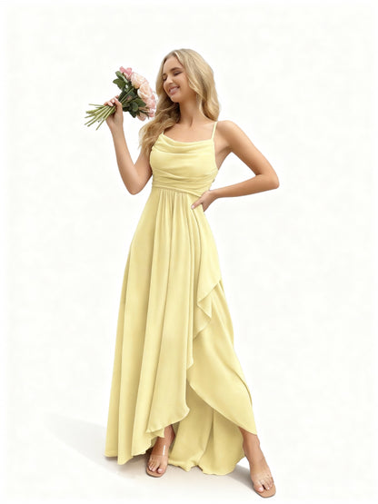 Stalluxe | Brautjungfernkleid mit Wasserfallausschnitt Hellgelb