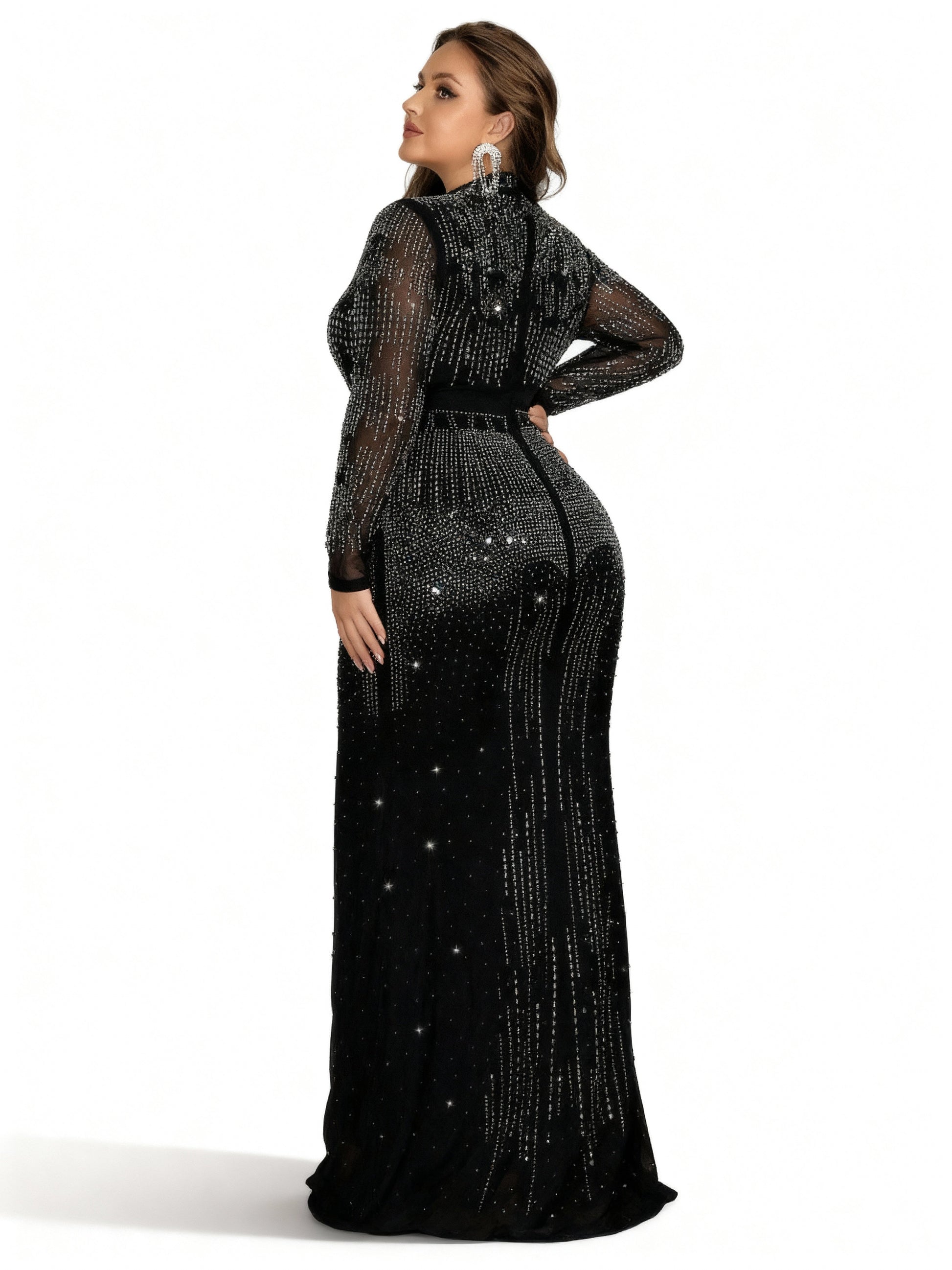 Stalluxe | Strasskleid mit Langen Ärmeln und Fantasie-Design