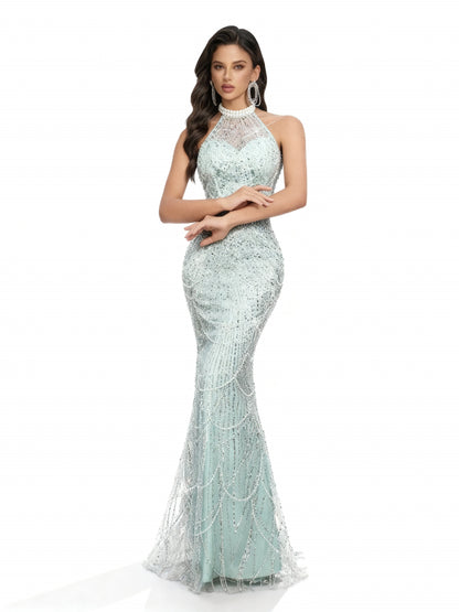 Stalluxe | Rückenausschnittkleid mit Meerjungfrauen-Saum Mintgrün