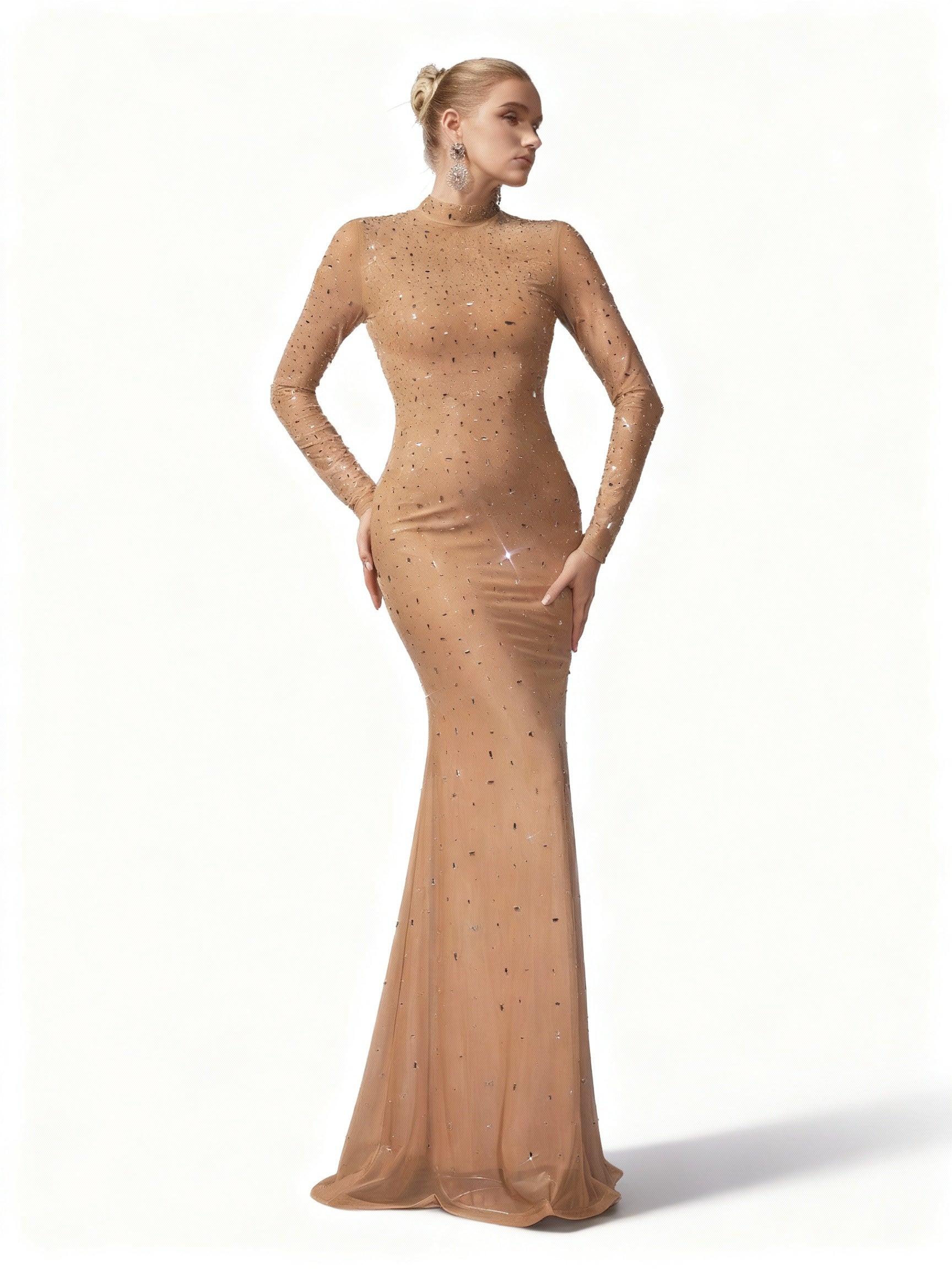 Stalluxe | Strasskleid mit Stehkragen und Fischschwanz