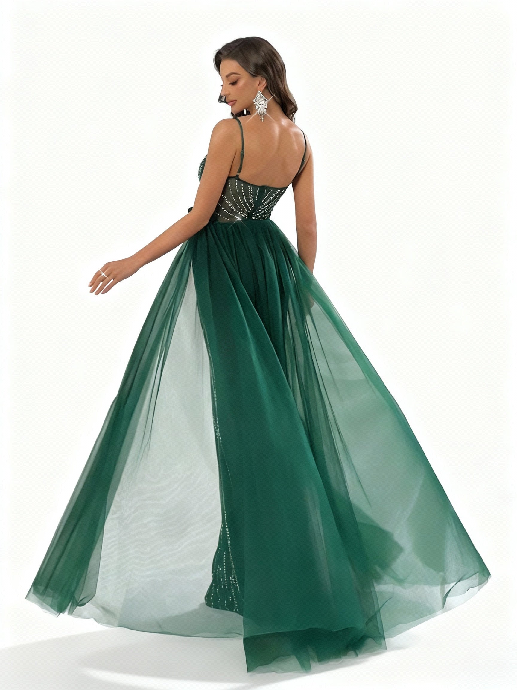 Stalluxe | Grünes Slim-Fit-Paillettenkleid mit Fischschwanz