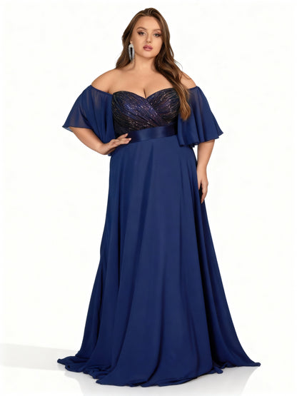 Stalluxe | Elegantes trägerloses Abendkleid in Marineblau für Bankette und Partys 5xl