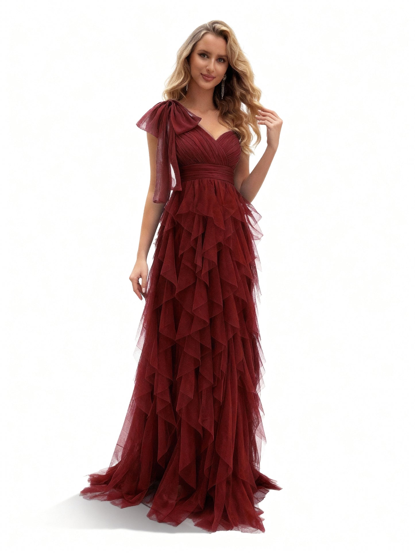 Stalluxe | Ärmelloses Kleid mit Asymmetrischem Ausschnitt Weinrot