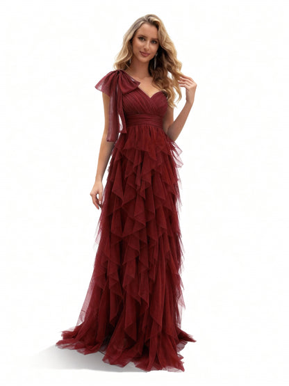 Stalluxe | Ärmelloses Kleid mit Asymmetrischem Ausschnitt Weinrot