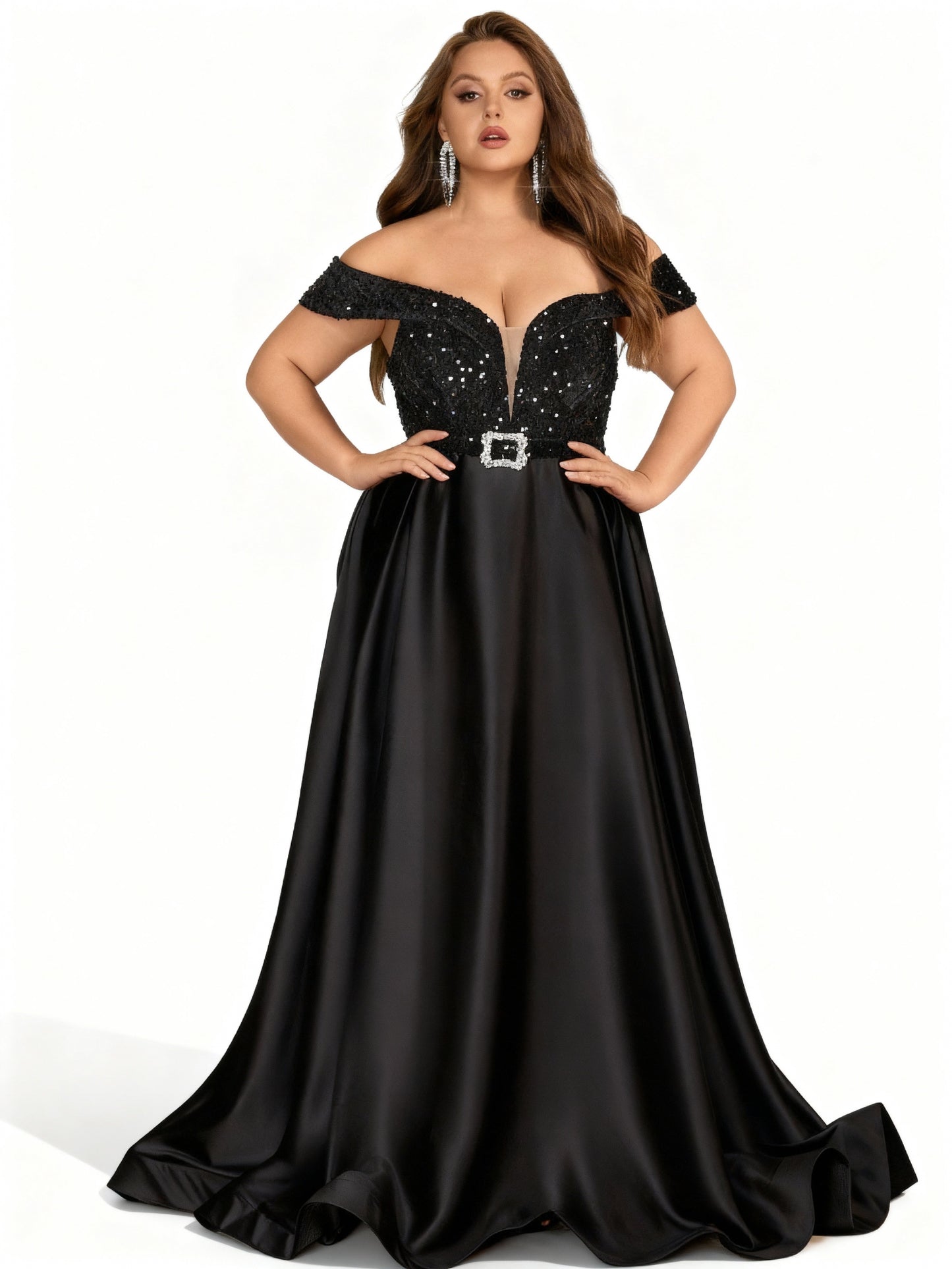 Stalluxe | Schulterfreies Abendkleid in schlichtem, elegantem Design