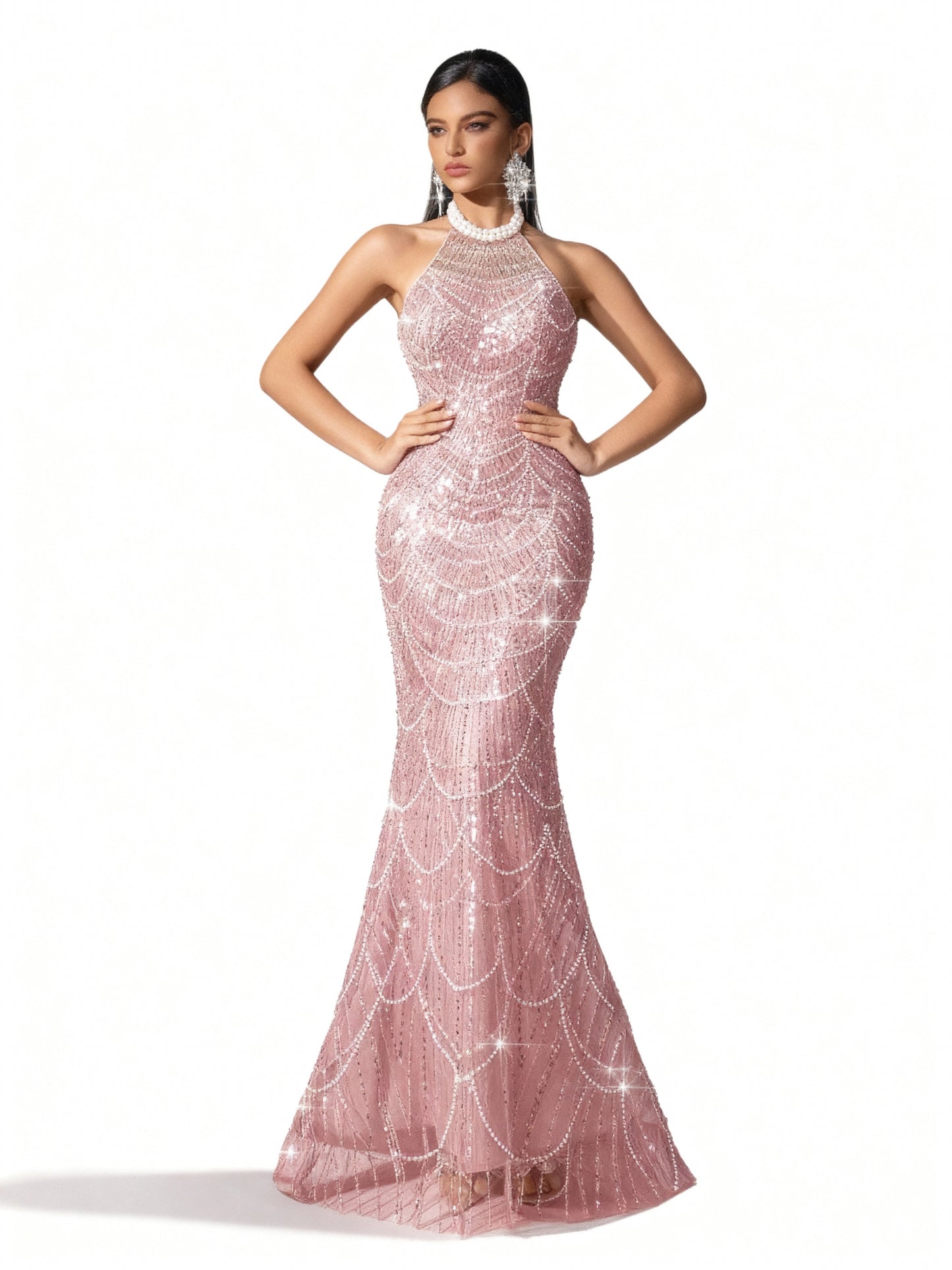 Stalluxe | Rückenausschnittkleid mit Meerjungfrauen-Saum Rosa