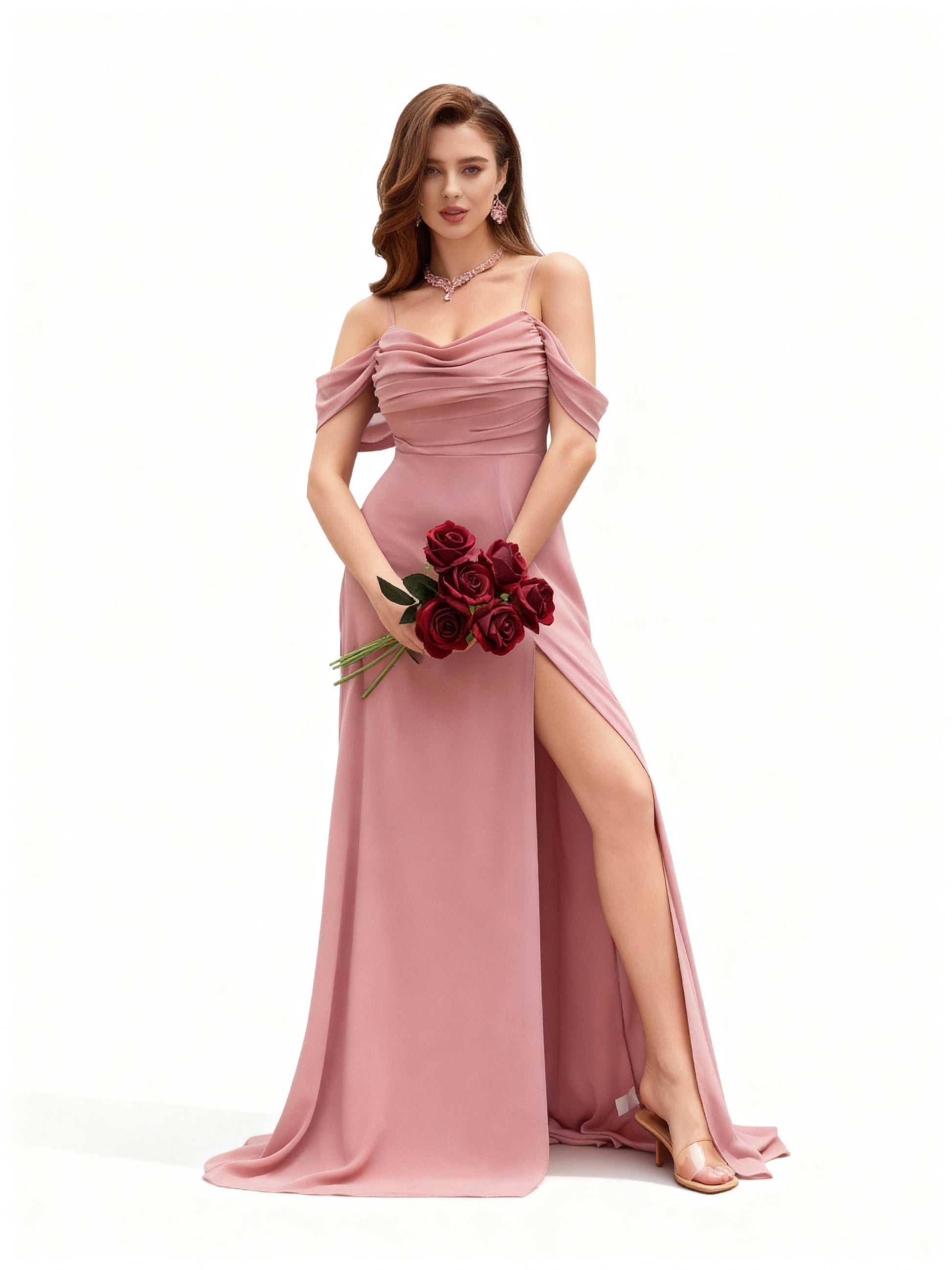 Stalluxe | Faltiges, trägerloses Brautjungfernkleid in schlichtem Design