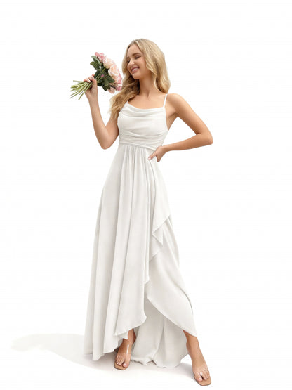 Stalluxe | Brautjungfernkleid mit Wasserfallausschnitt Weiß