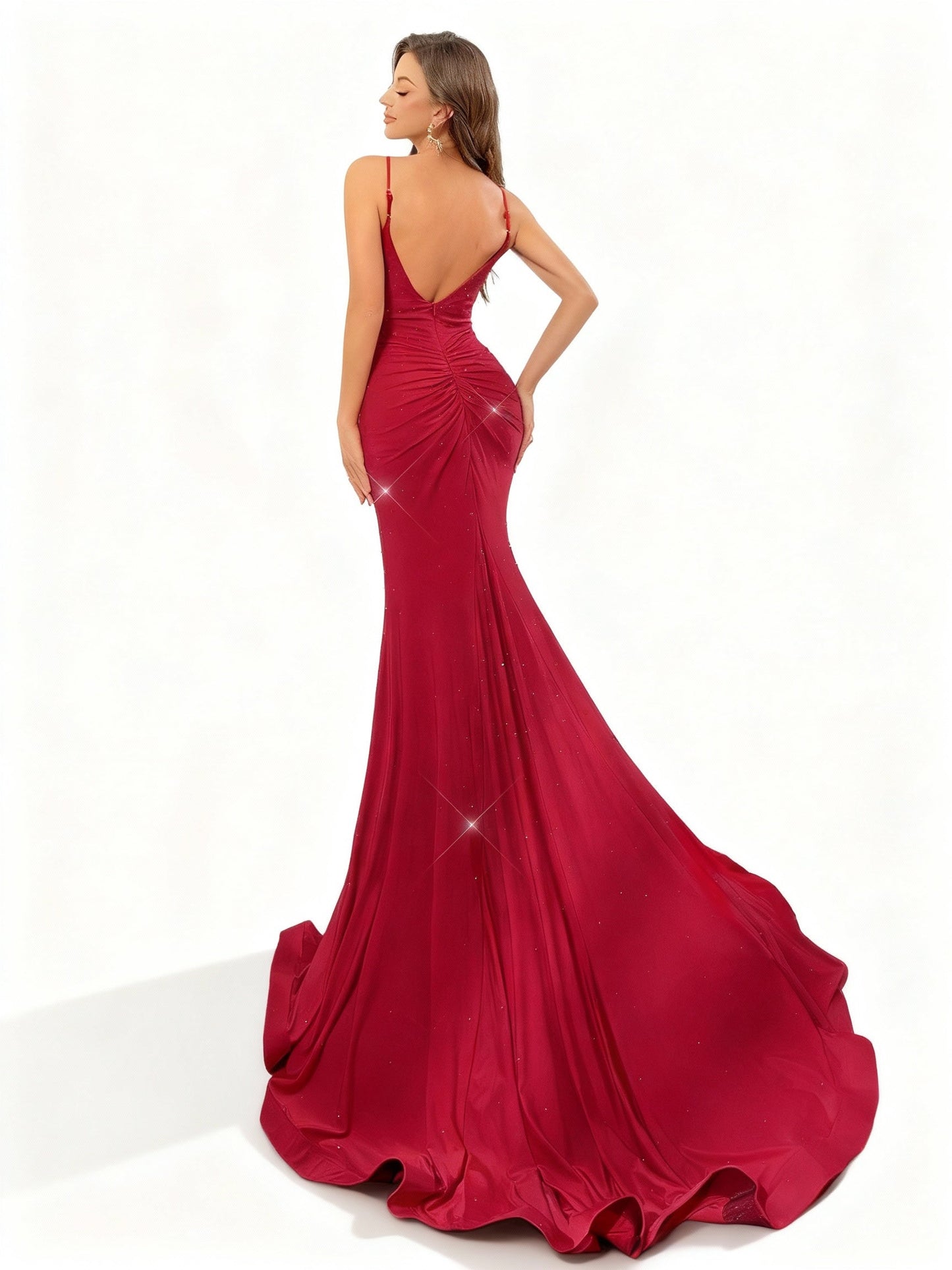 Stalluxe | Rückenfreies Abendkleid mit Strass und Schlitzträgern