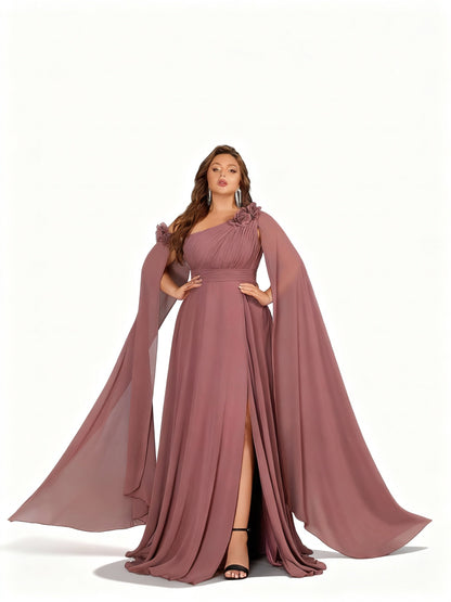 Stalluxe | Korallenrosa Chiffonkleid in Großen Größen