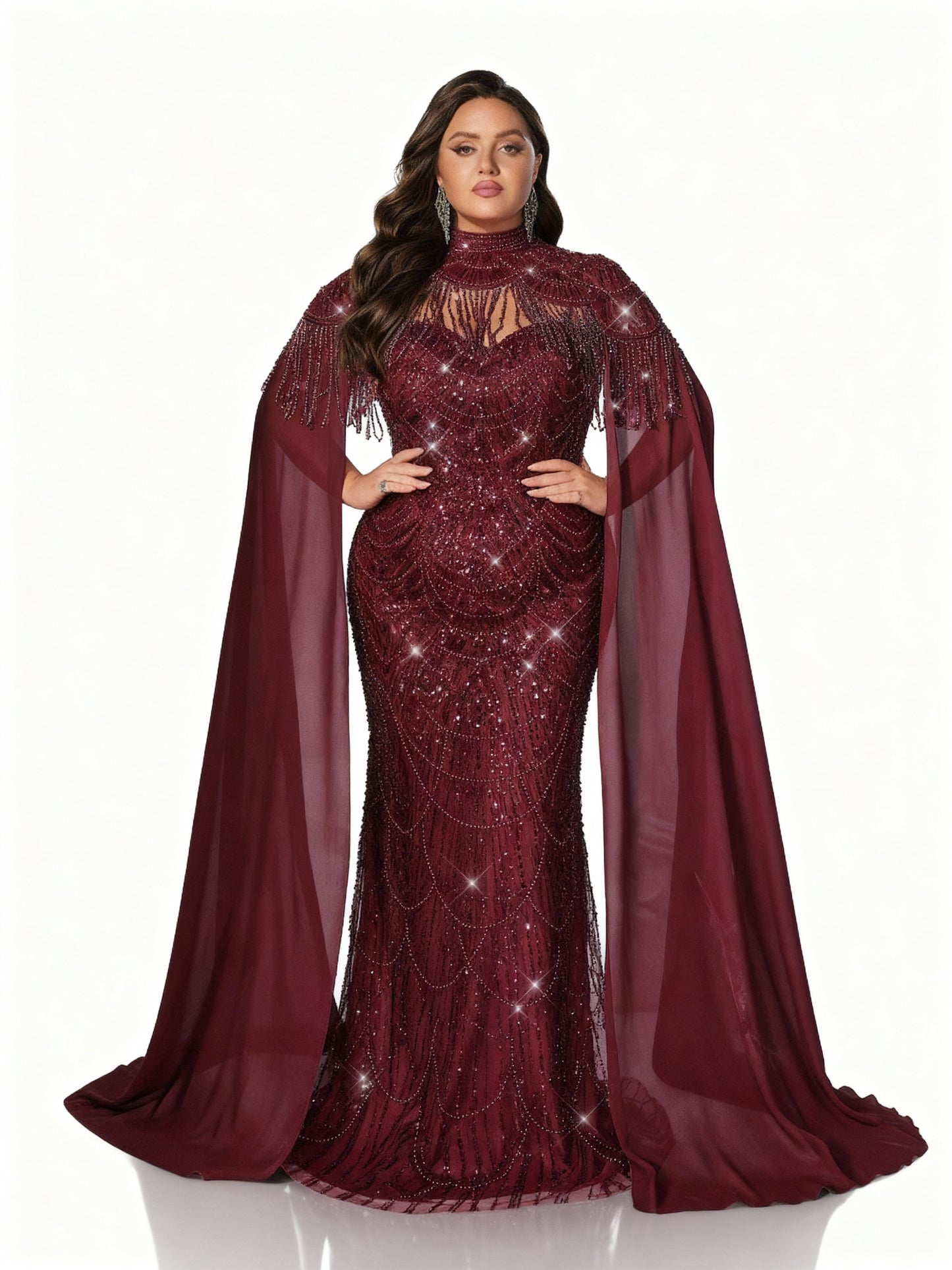 Stalluxe | Paillettenkleid mit Stehkragen und Schal