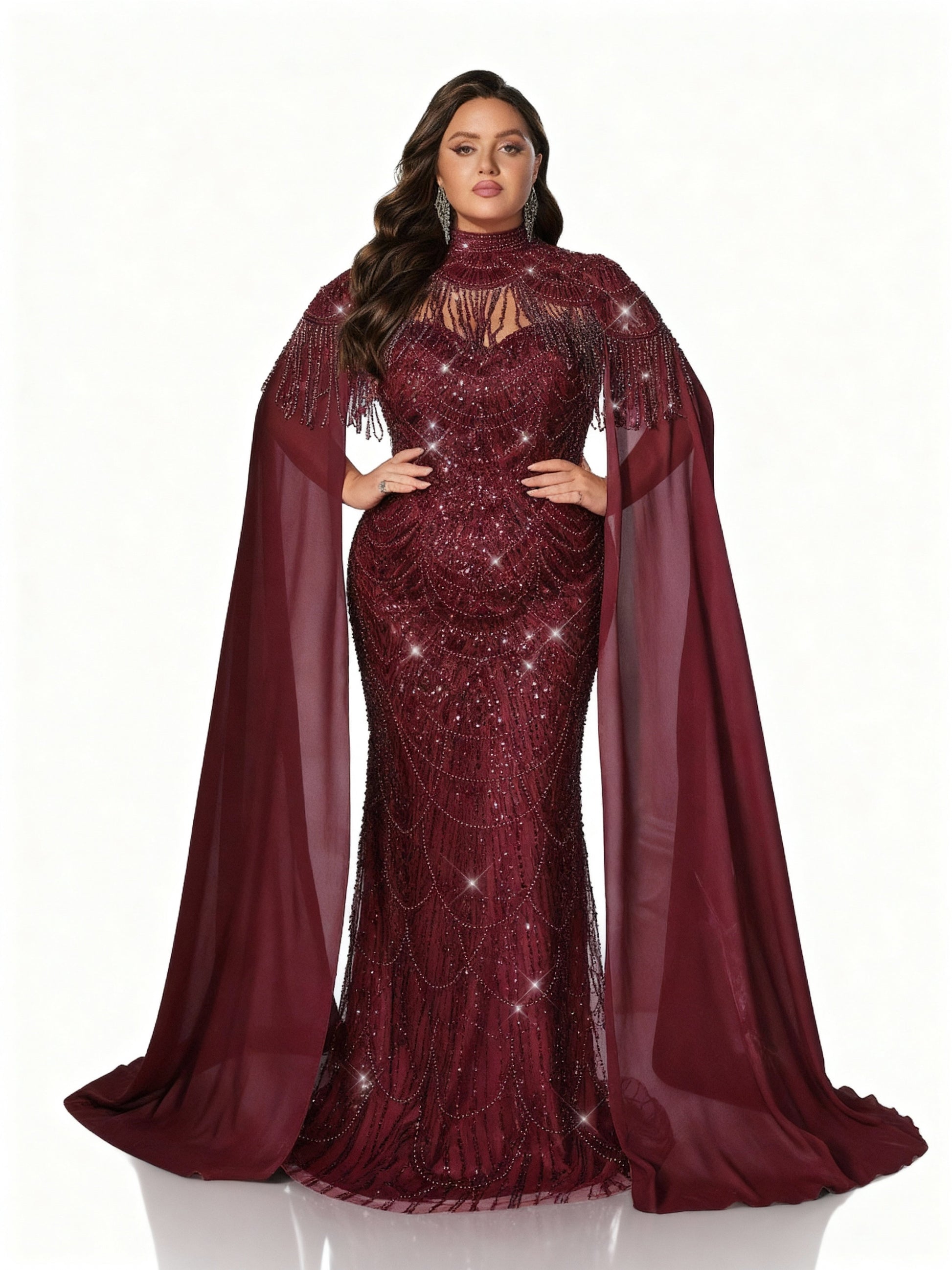 Stalluxe | Paillettenkleid mit Stehkragen und Schal