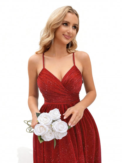 Stalluxe | Faltenkleid mit Hohem Schlitz für Brautjungfern