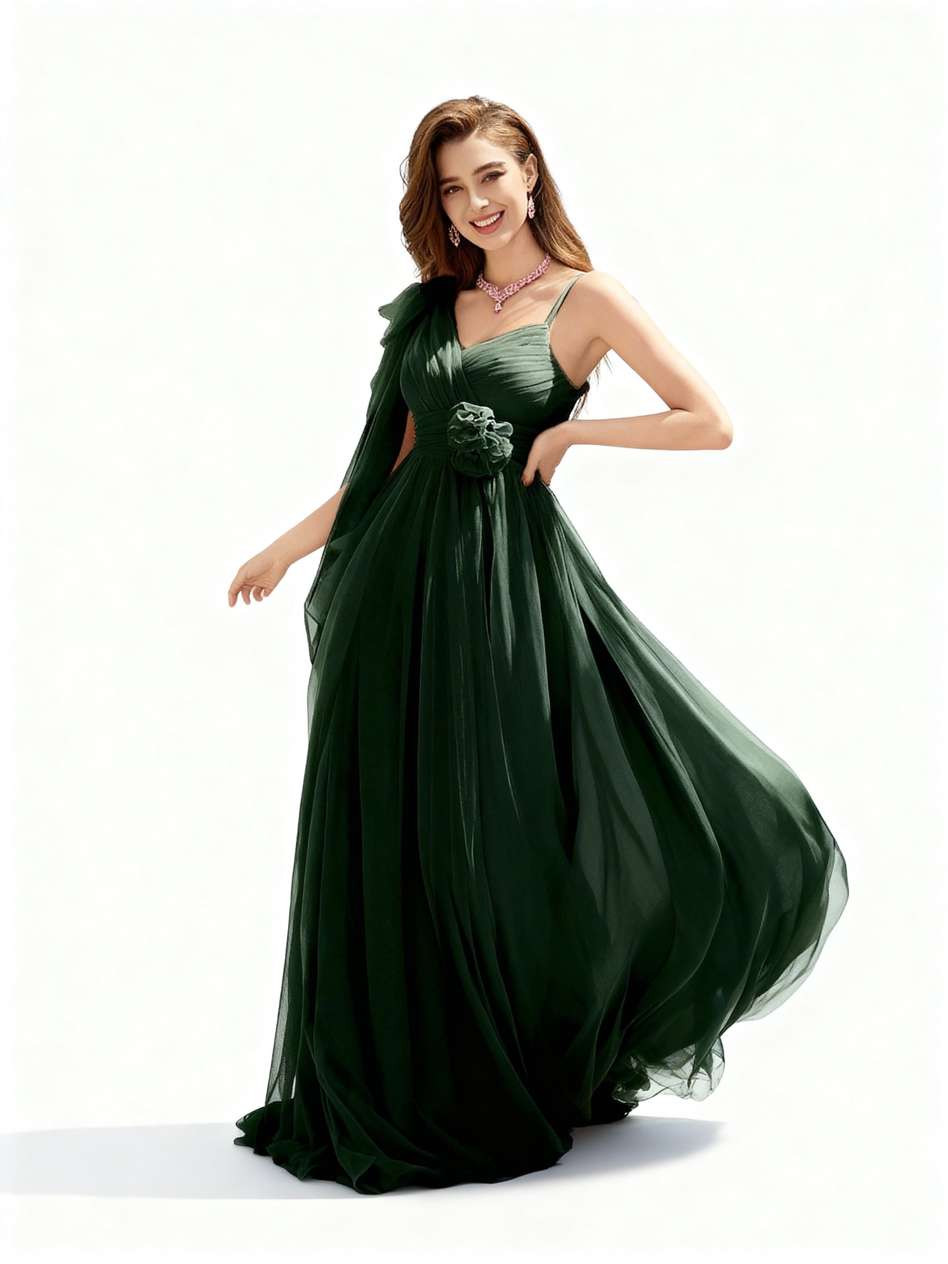 Stalluxe | Asymmetrisches Netzkleid mit Blumenverzierung