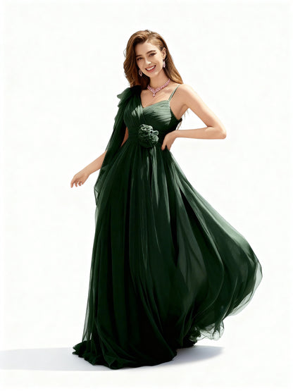 Stalluxe | Asymmetrisches Netzkleid mit Blumenverzierung