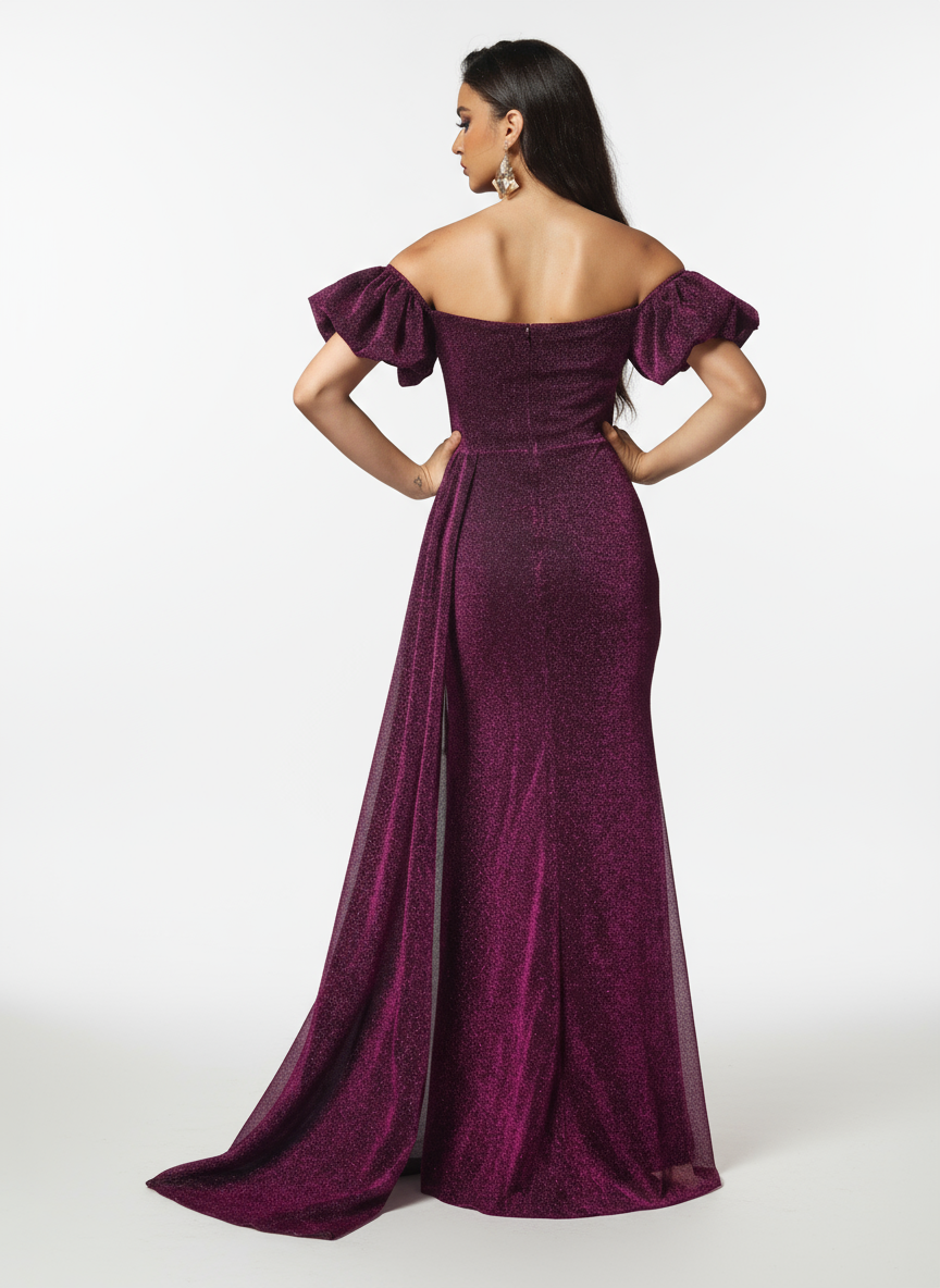 Stalluxe | Traumhaftes lila One-Shoulder-Kleid mit Falten und Glanz