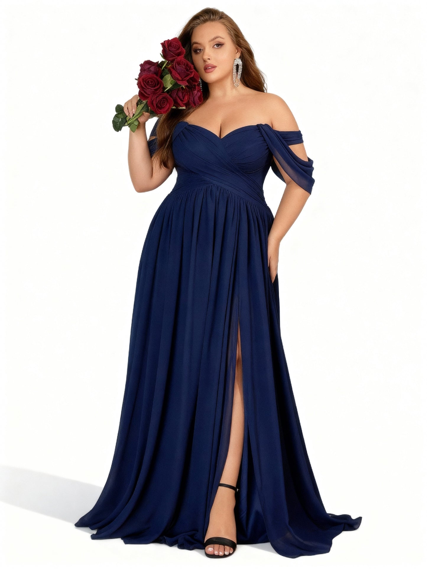 Stalluxe | Chiffon-Brautjungfernkleid in Großen Größen Marineblau