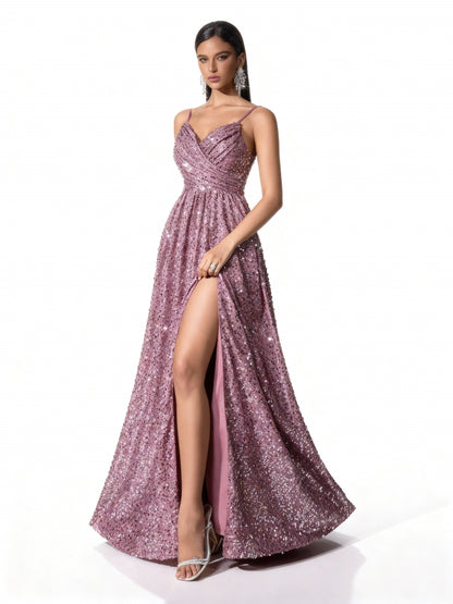 Stalluxe | Rosa Paillettenkleid mit Herz-Ausschnitt