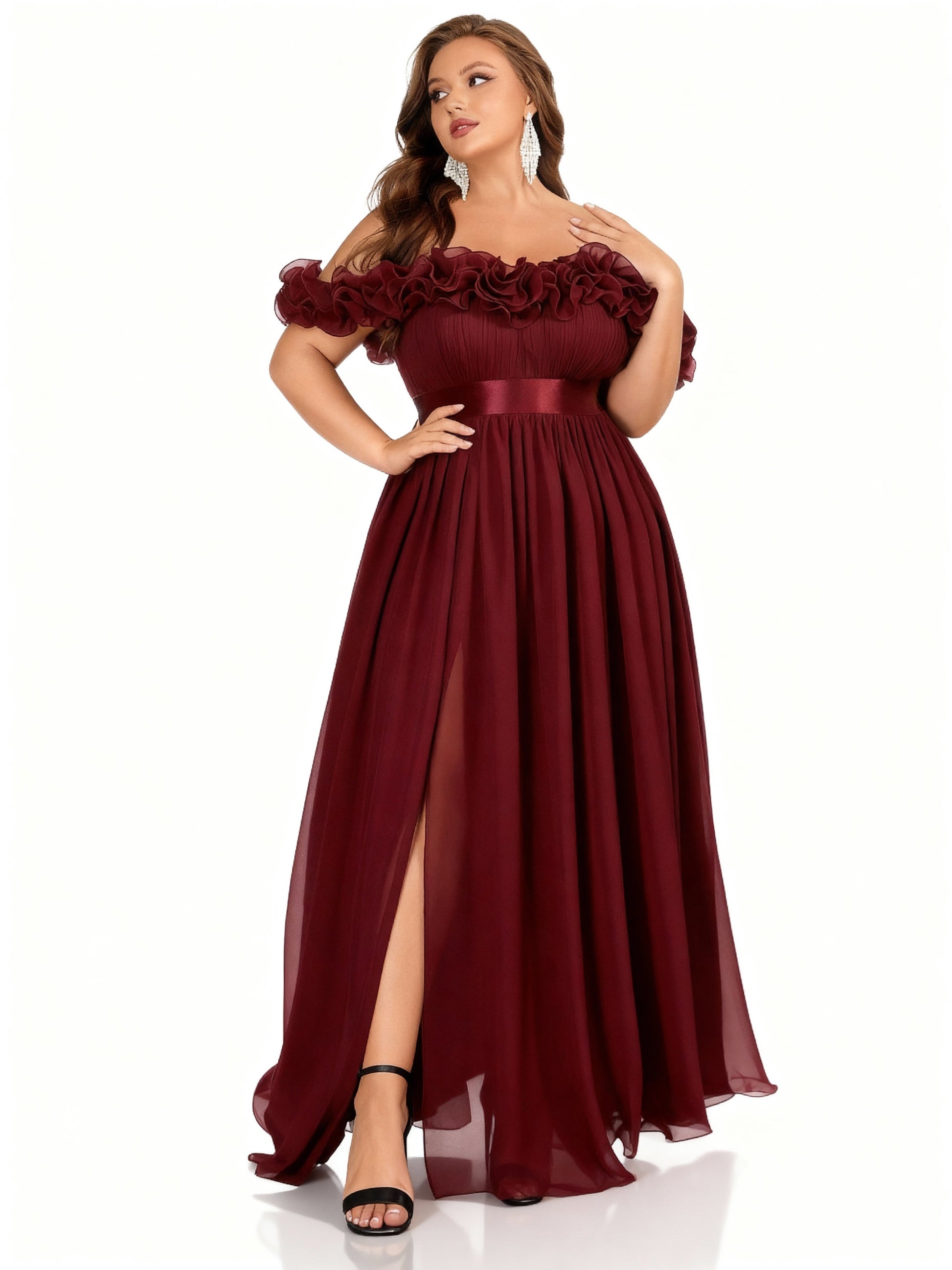 Stalluxe | Schulterfreies Blumenkleid in Großen Größen