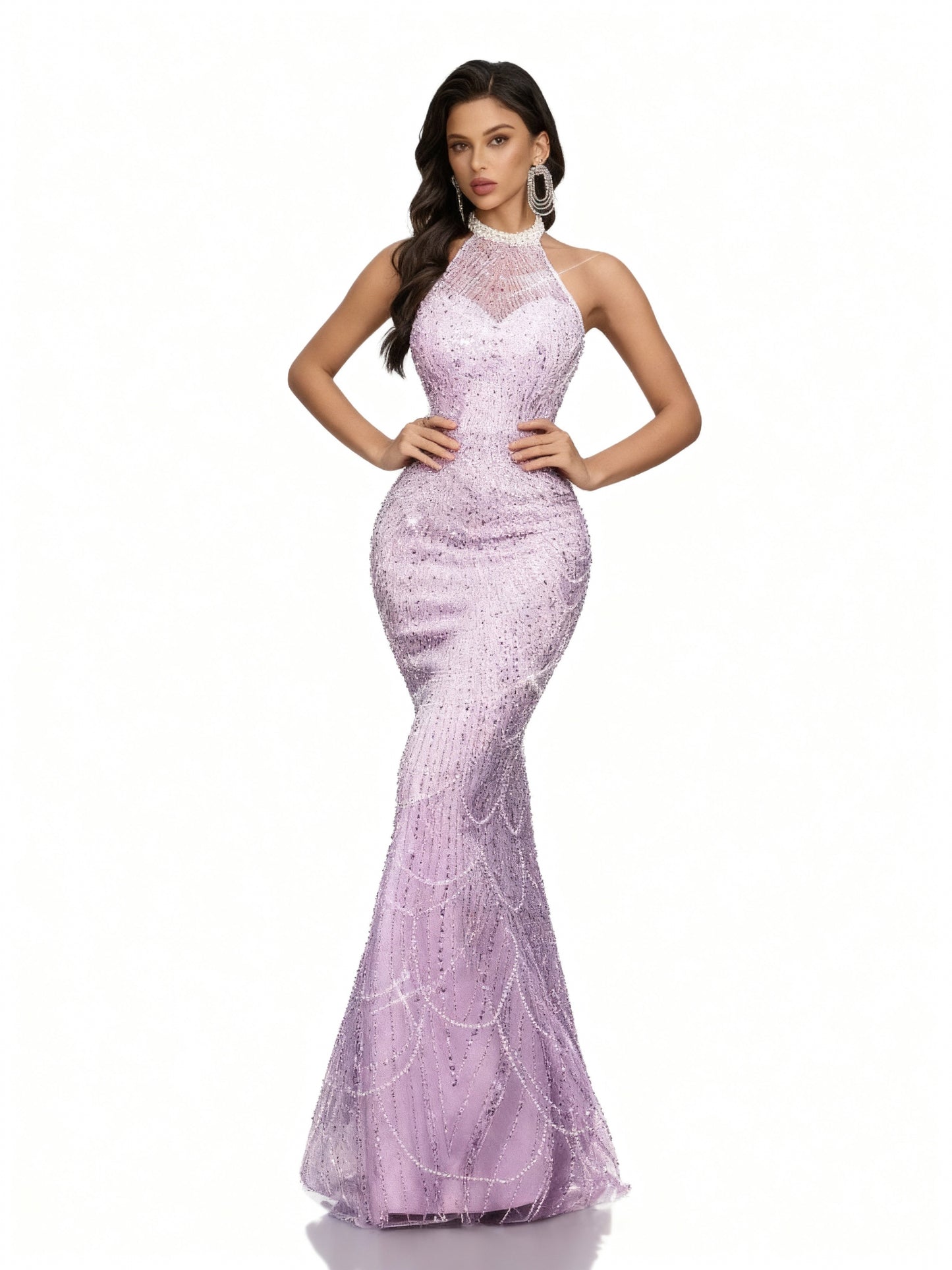 Stalluxe | Rückenausschnittkleid mit Meerjungfrauen-Saum Lila