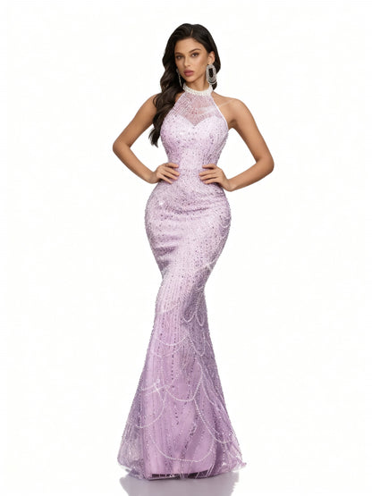 Stalluxe | Rückenausschnittkleid mit Meerjungfrauen-Saum Lila