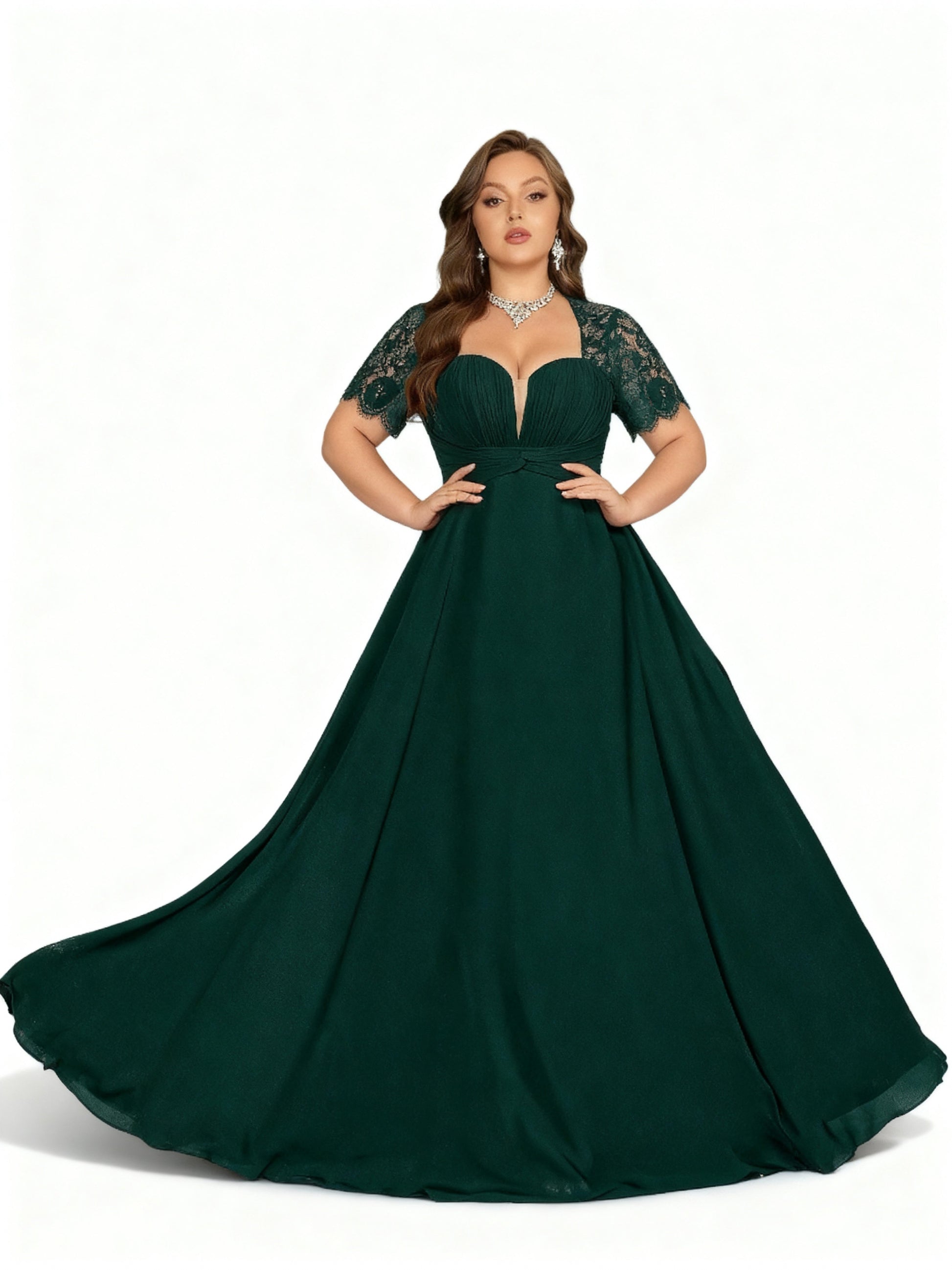 Stalluxe | Chiffonkleid in Großen Größen mit Spitzen-Details