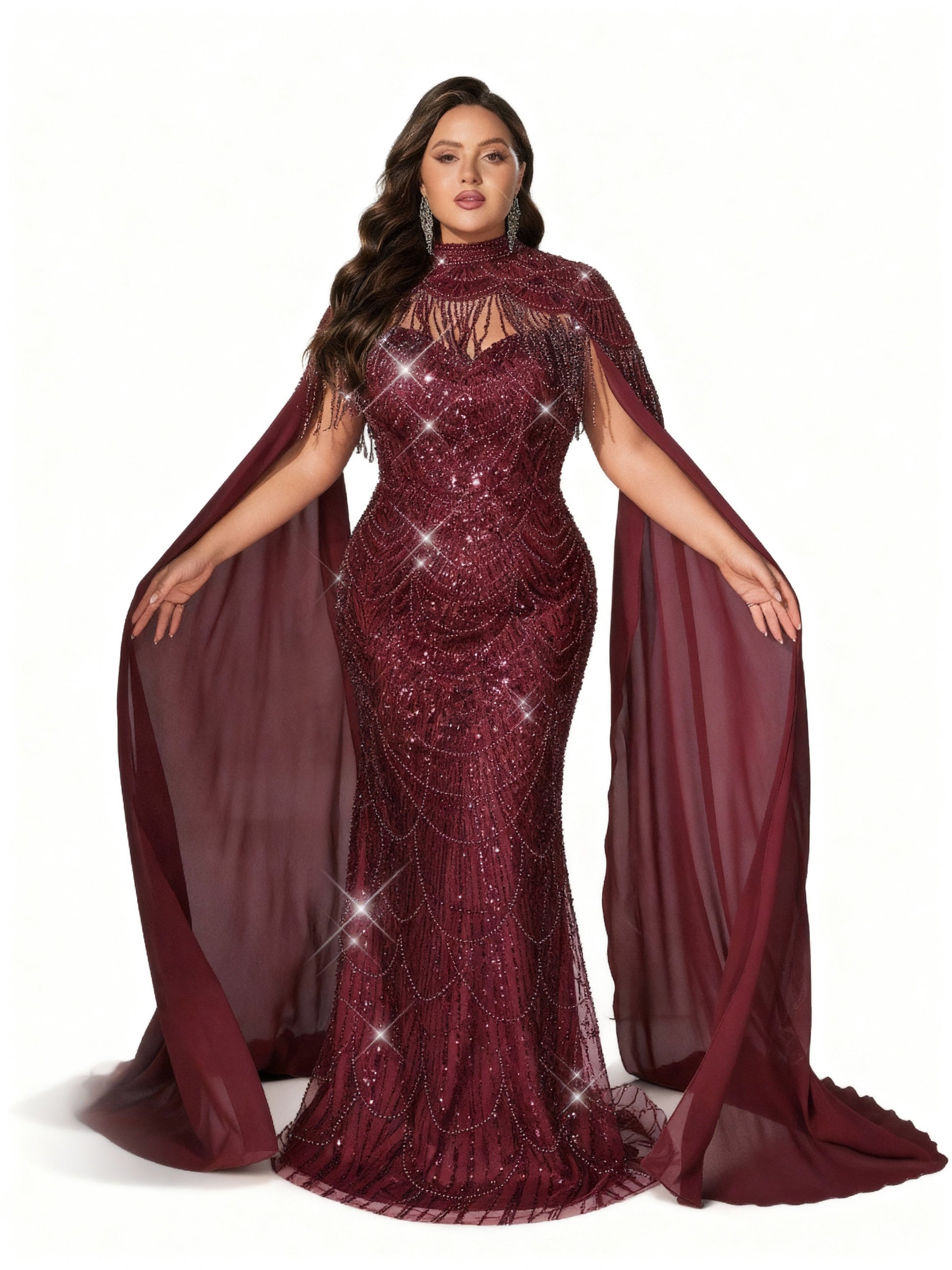 Stalluxe | Paillettenkleid mit Stehkragen und Schal