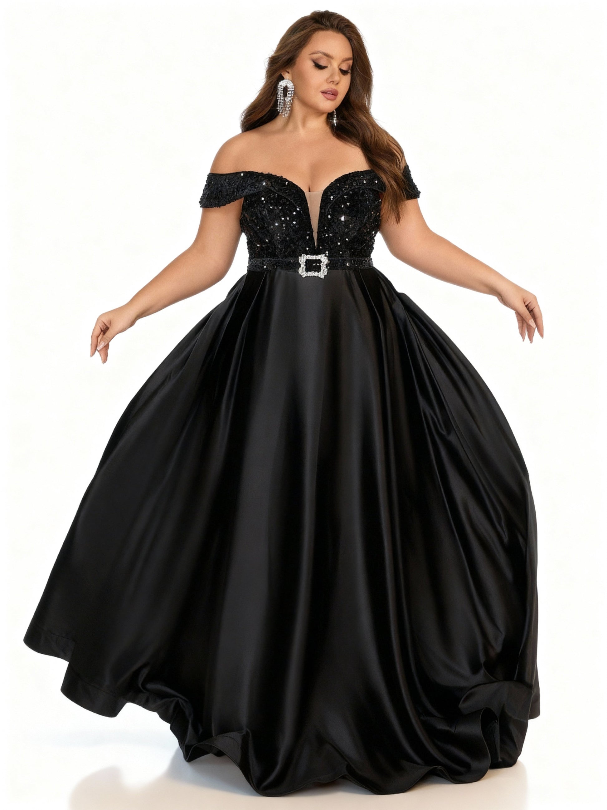 Stalluxe | Schulterfreies Abendkleid in schlichtem, elegantem Design