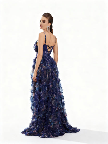 Stalluxe | Langkleid mit Blumenmuster und Mesh-Schlitz