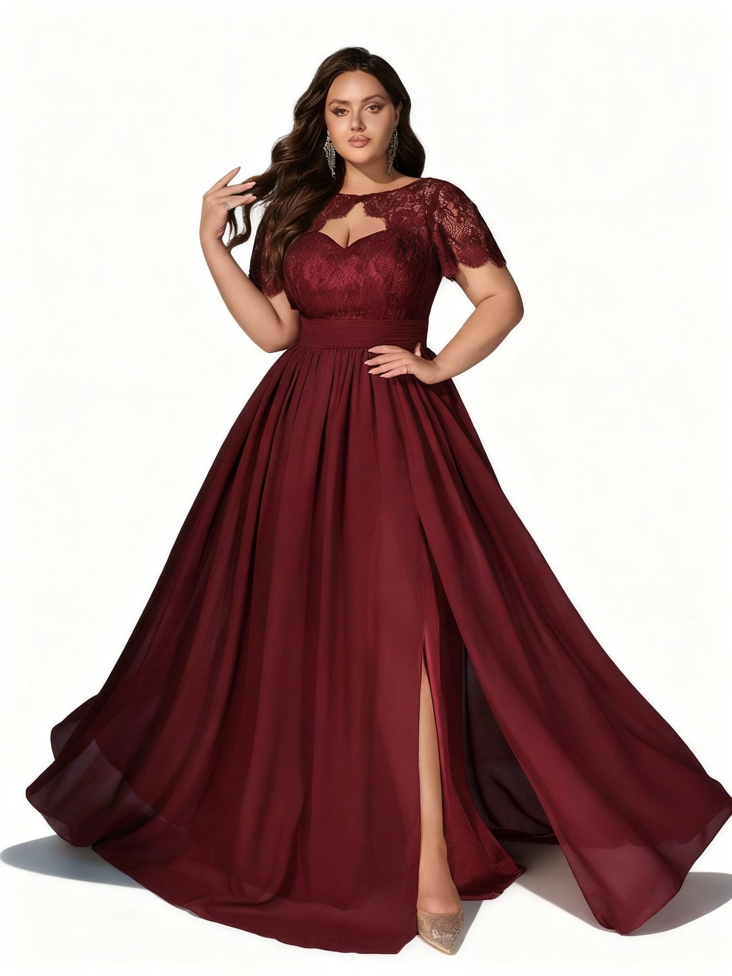 Stalluxe | Elegantes Spitzenkleid mit kurzen Ärmeln für Brautjungfern