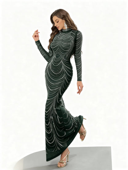 Stalluxe | Strasskleid mit Fischschwanz und Langen Ärmeln