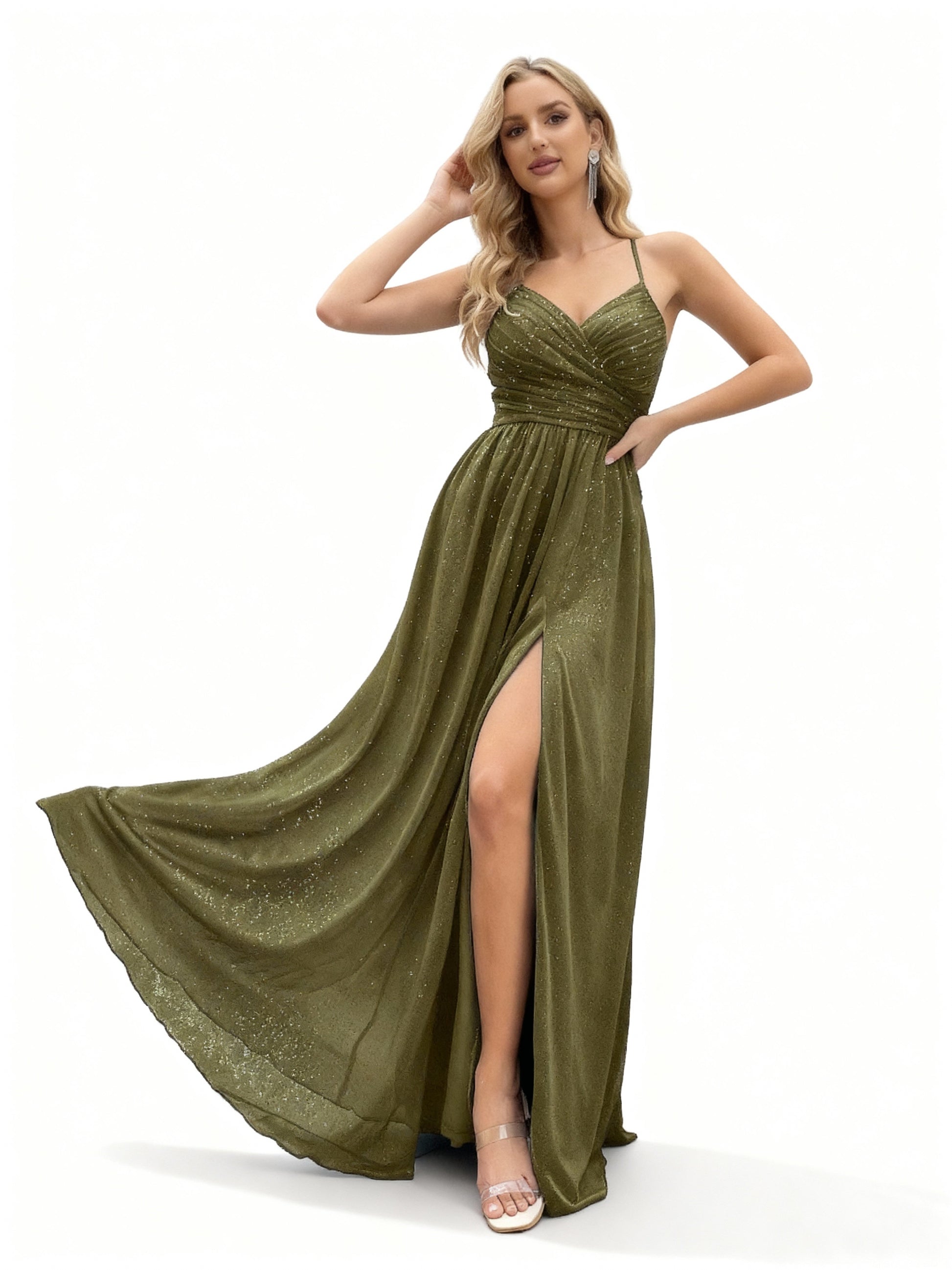 Stalluxe | Faltenkleid mit Hohem Schlitz für Brautjungfern