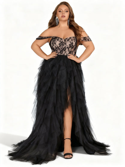 Stalluxe | Spitzenkleid mit Einer Schulter und Schlitz