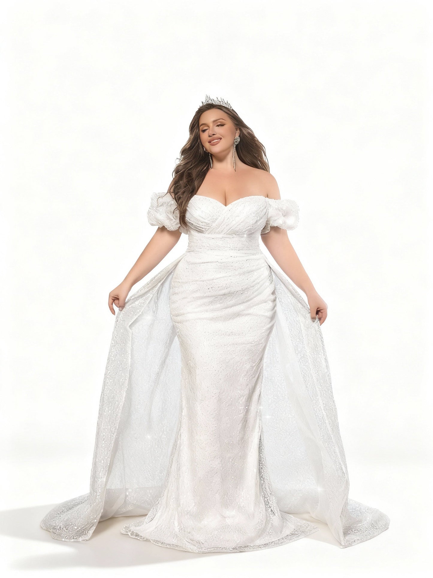 Stalluxe | Weißes Rückenfreies One-Shoulder Brautkleid in Maxilänge