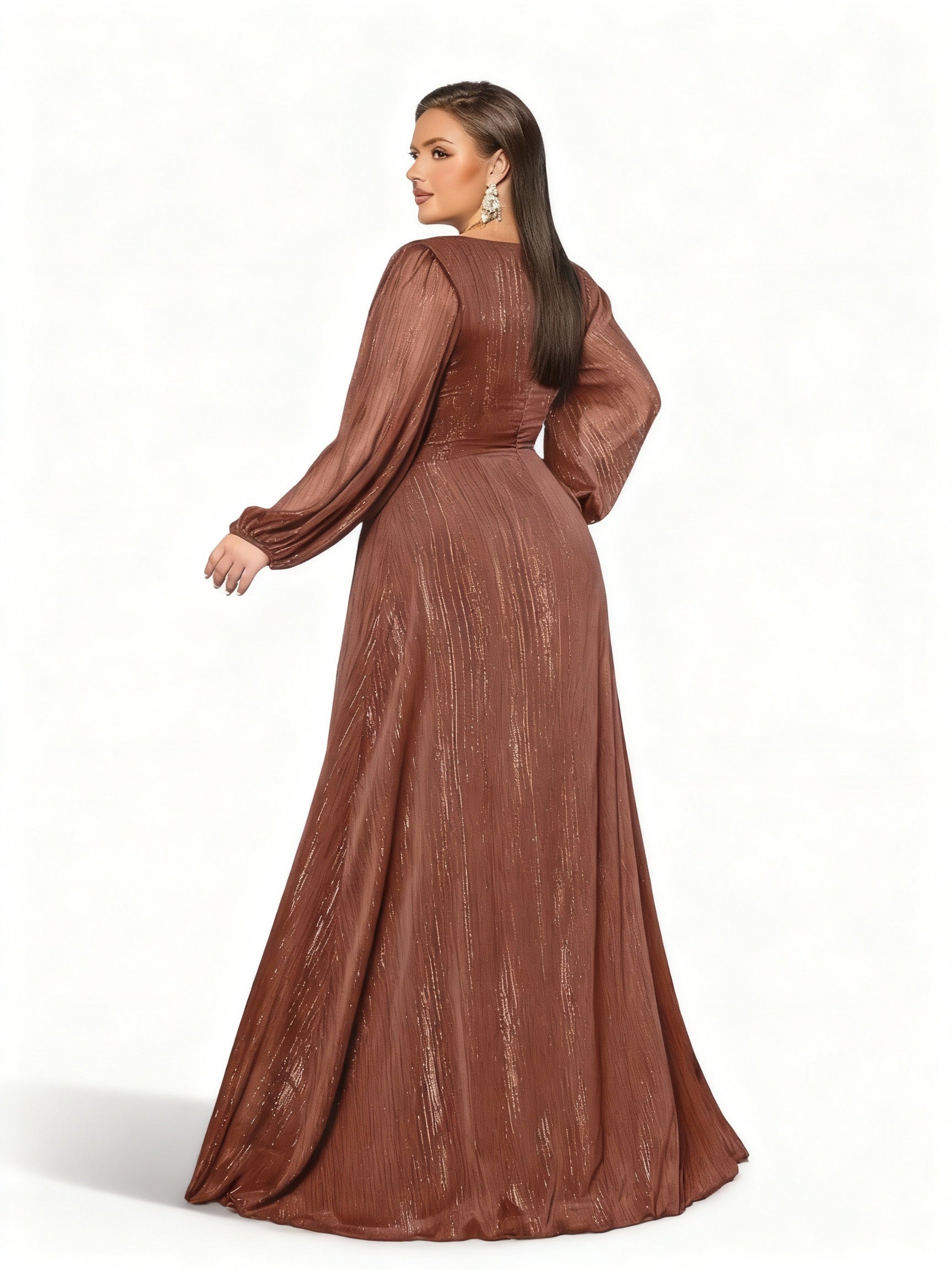 Stalluxe | Premium-Abendkleid in Übergröße mit Rüschen und Laternenärmeln