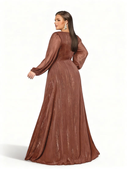 Stalluxe | Premium-Abendkleid in Übergröße mit Rüschen und Laternenärmeln