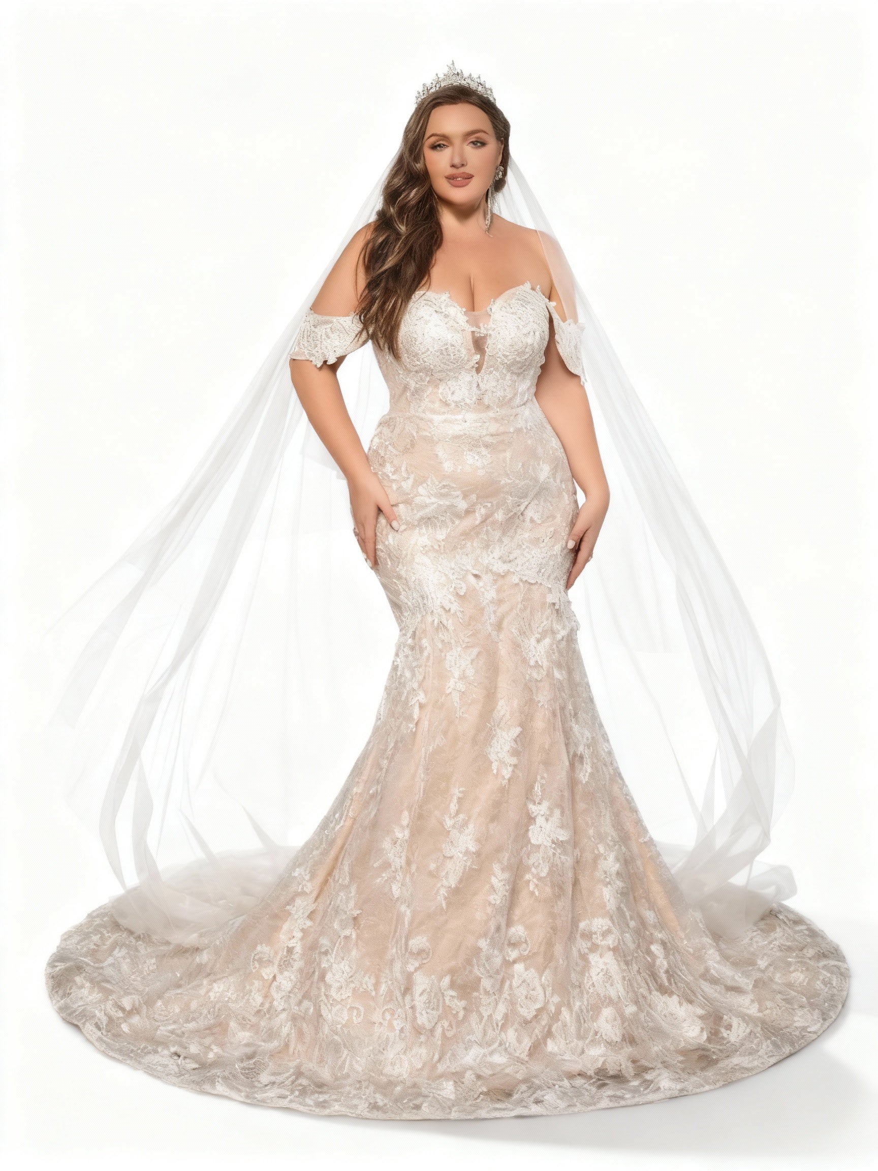 Stalluxe | Weißes Etui-Brautkleid in Übergröße mit One-Shoulder-Schnitt 5XL