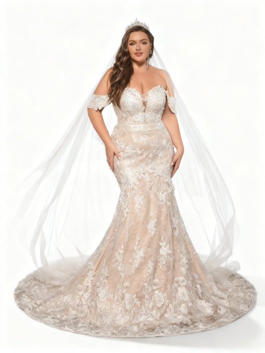 Stalluxe | Weißes Etui-Brautkleid in Übergröße mit One-Shoulder-Schnitt 5XL