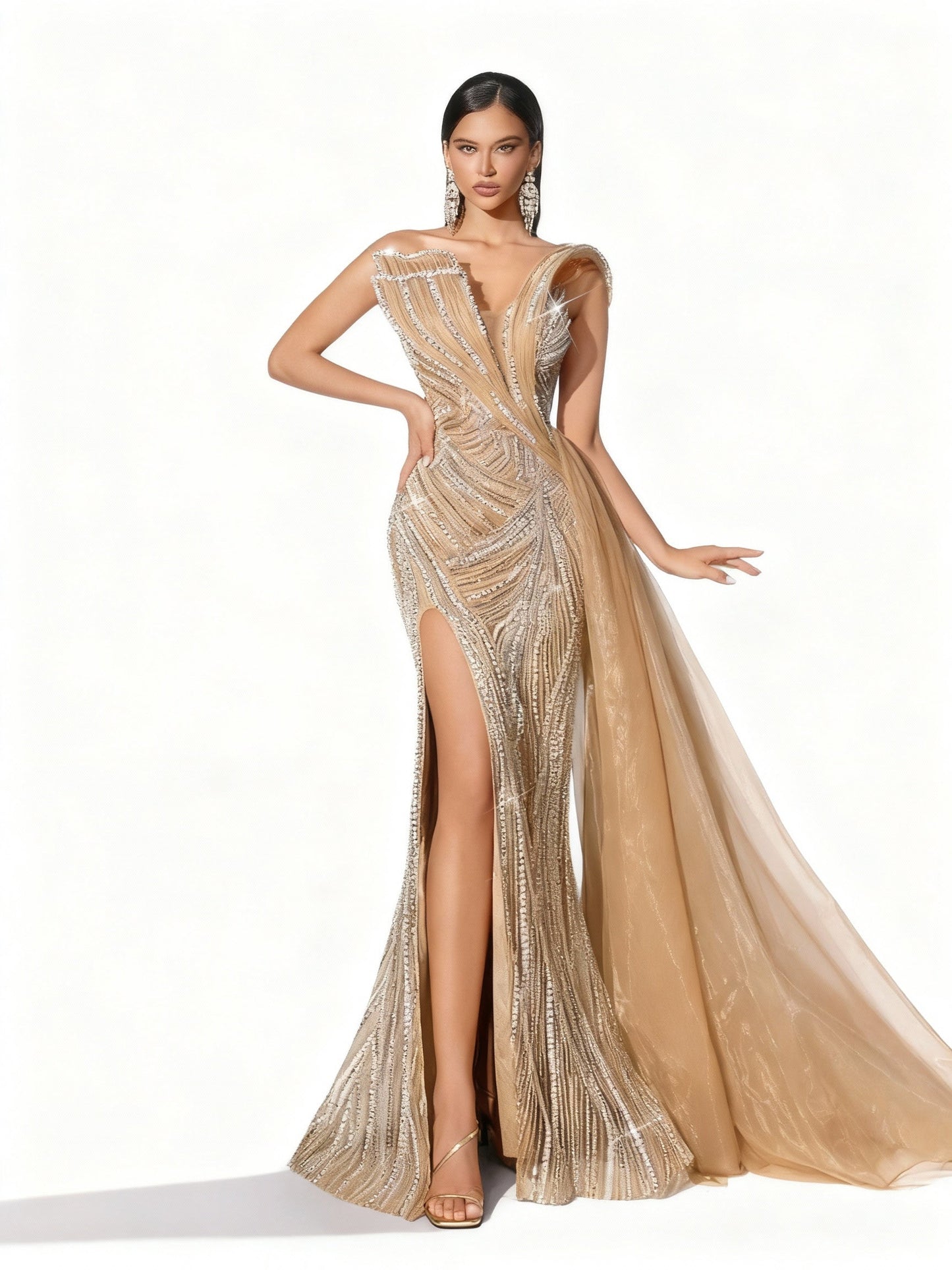 Stalluxe | Trägerloses Paillettenkleid mit Meerjungfrauen-Saum