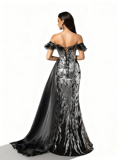 Stalluxe | Charmantes trägerloses Spitzenkleid mit Pailletten