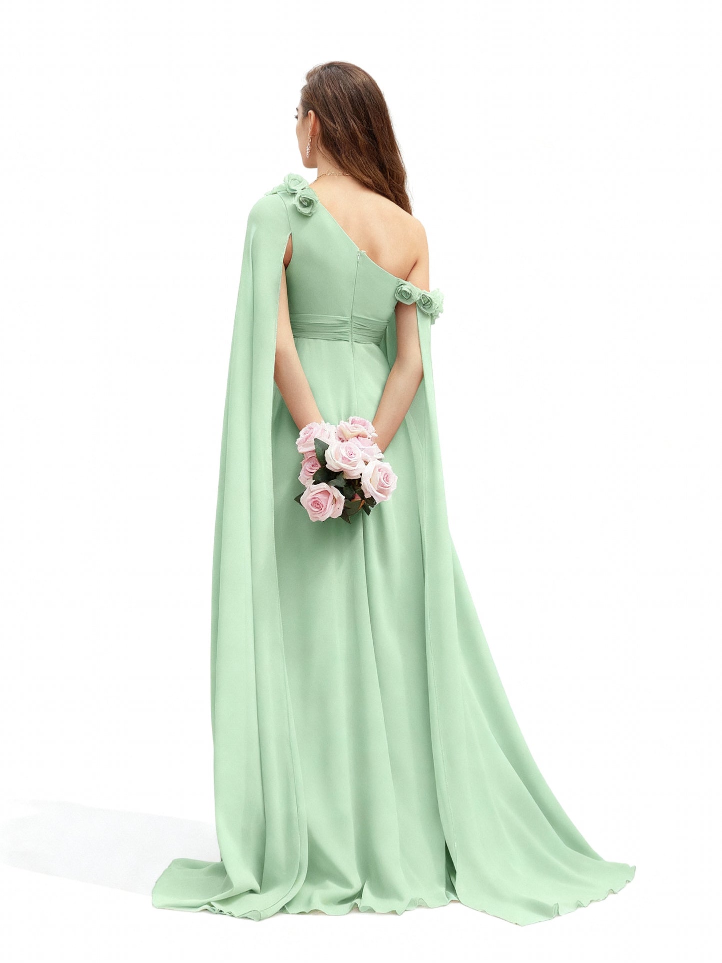 Stalluxe | Asymmetrisches Chiffonkleid mit Blumen-Details