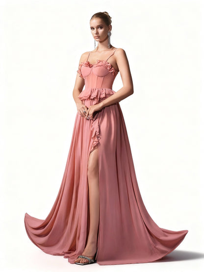 Stalluxe | Elegantes Chiffonkleid mit Spaghettiträgern